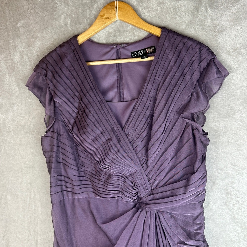 Adrianna Papell for E! Live From The Red Carpet Purple Pleated Gown Dress 14 - Picture 3 of 10